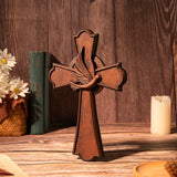 Holy Spirit Cross Wooden Hand Carved Cross for Wall Decor, Religious Gift Cross