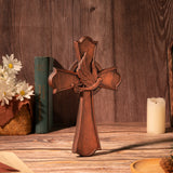 Holy Spirit Cross Wooden Hand Carved Cross for Wall Decor, Religious Gift Cross