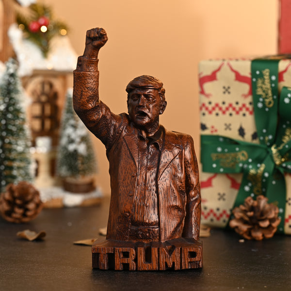 The brave man’s right hand, Trump wood sculpture, God’s vote