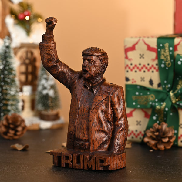 The brave man’s right hand, Trump wood sculpture, God’s vote