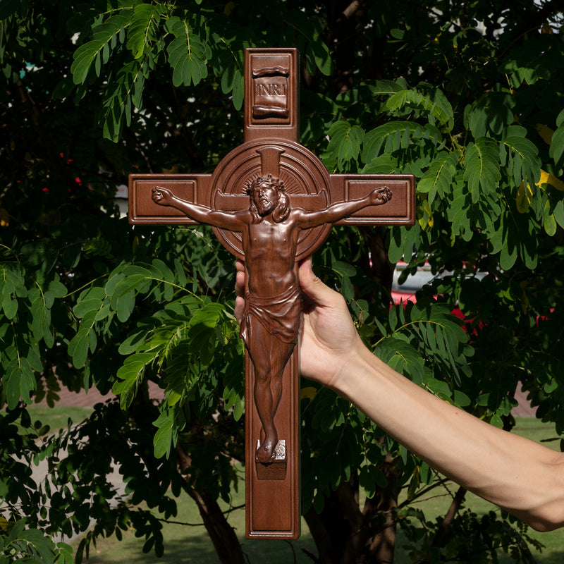 Ash wood Crucifix ，Jesus Christ, wooden Cross gift of love
