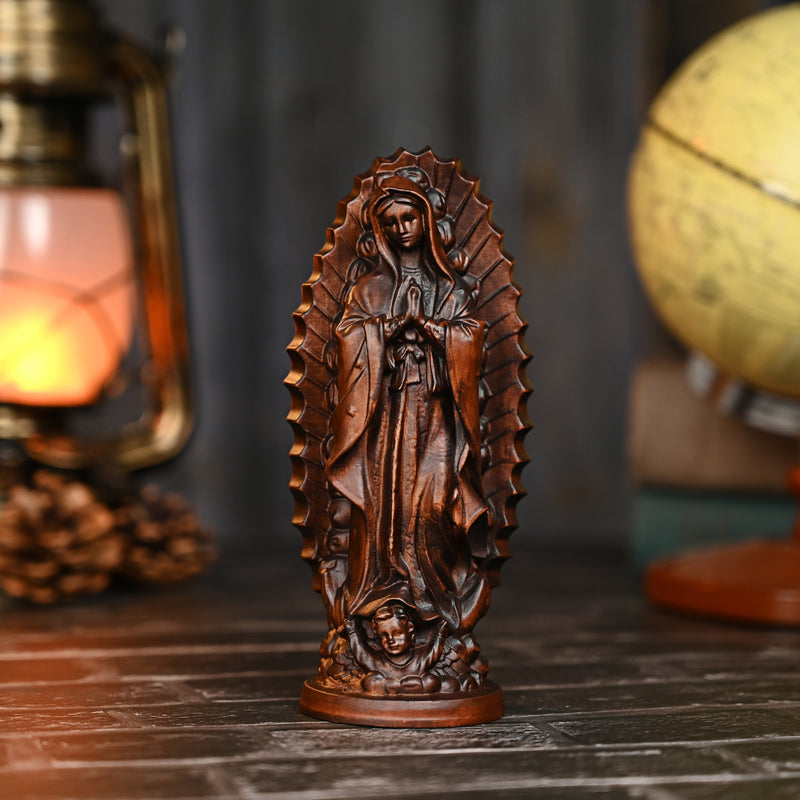 Our Lady of Guadalupe Round Wooden Tabletop Ornament