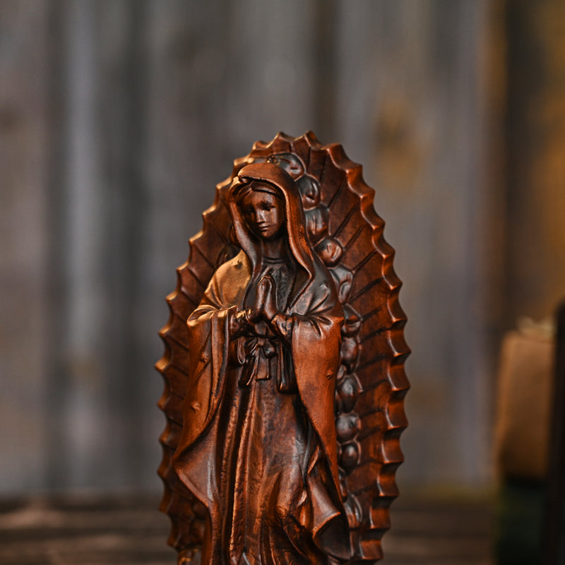 Our Lady of Guadalupe Round Wooden Tabletop Ornament