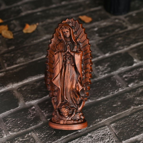 Our Lady of Guadalupe Round Wooden Tabletop Ornament