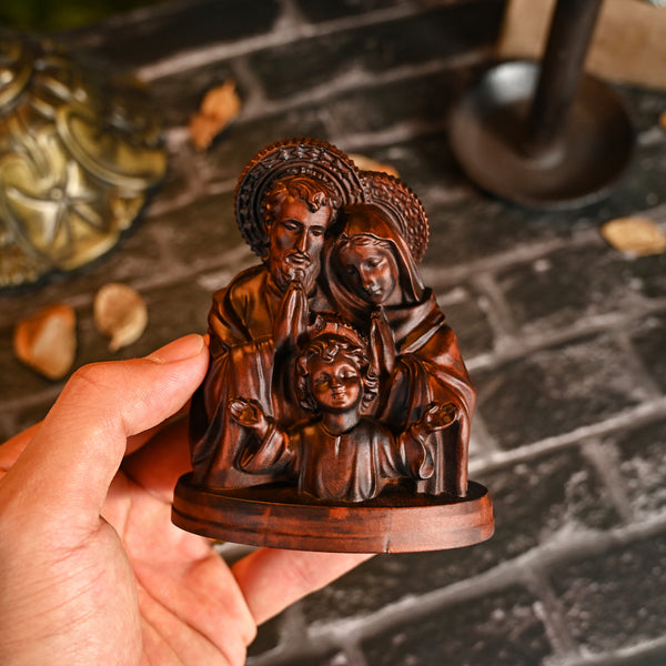 Holy Family Round Wooden Tabletop Ornament