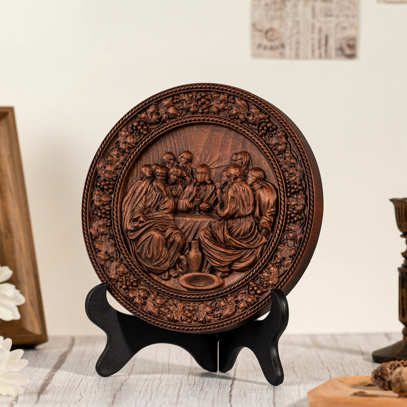 The Last Supper Round Wooden Sculpture