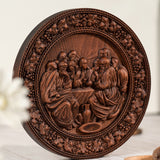 The Last Supper Round Wooden Sculpture