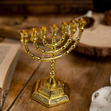 12 Tribes of Israel Menorah, Jerusalem Temple 7 Branch Jewish Candle Holder