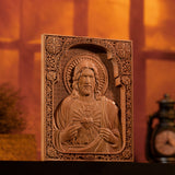 Our Lord Jesus Sacred Heart Wood Carving - Christian Catholic Personalized Carving Gift