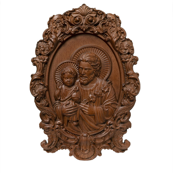 Saint Joseph Wood Carved Religious icon Fatehrs day Christian gift Wall Hanging Art Work gift ideas Birthday Gifts