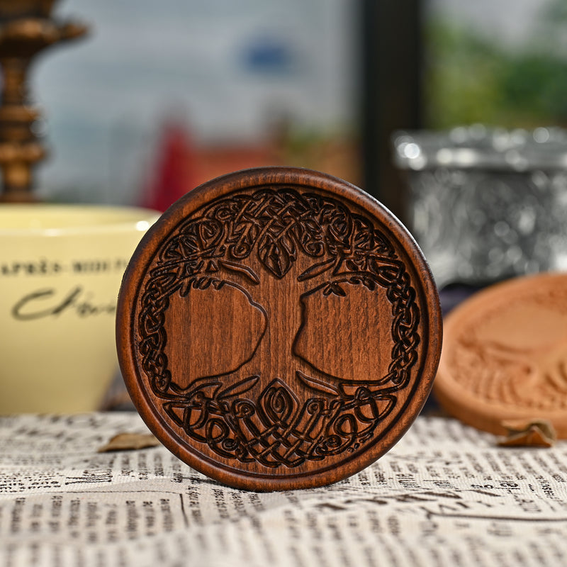 Bgcopper Wooden Tree of Life Celtic Cross Coasters