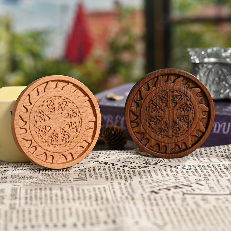 Bgcopper Wooden Tree of Life Celtic Cross Coasters