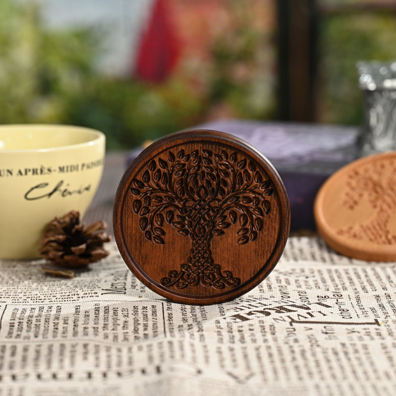 Bgcopper Wooden Tree of Life Celtic Cross Coasters