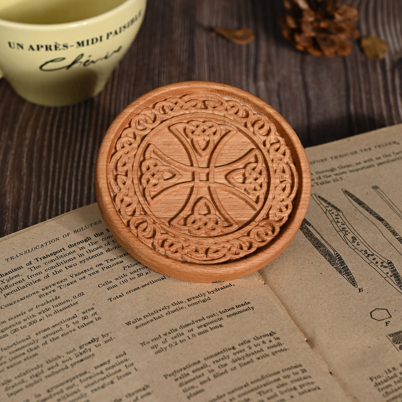 Bgcopper Wooden Tree of Life Celtic Cross Coasters