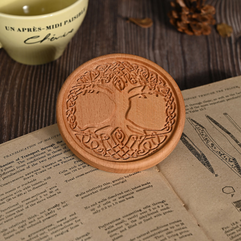 Bgcopper Wooden Tree of Life Celtic Cross Coasters