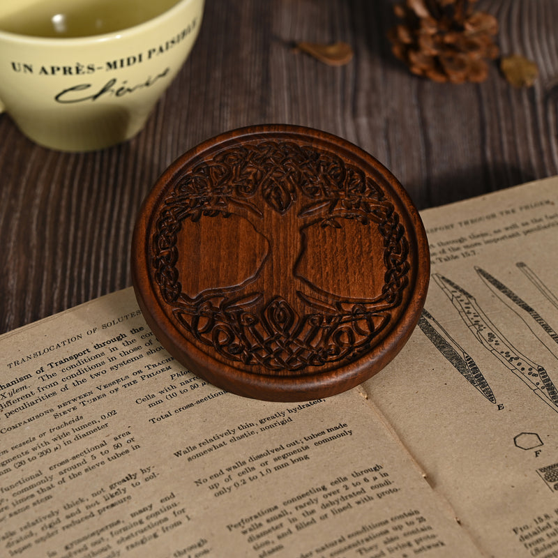 Bgcopper Wooden Tree of Life Celtic Cross Coasters