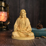 Jesus Meditation Wooden Statue Tabletop Ornament