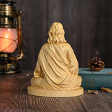 Jesus Meditation Wooden Statue Tabletop Ornament