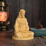 Jesus Meditation Wooden Statue Tabletop Ornament