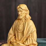 Jesus Meditation Wooden Statue Tabletop Ornament