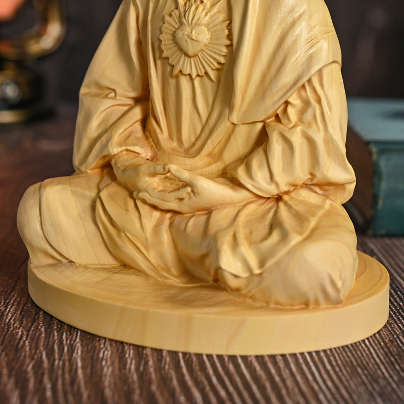 Jesus Meditation Wooden Statue Tabletop Ornament