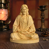 Jesus Meditation Wooden Statue Tabletop Ornament