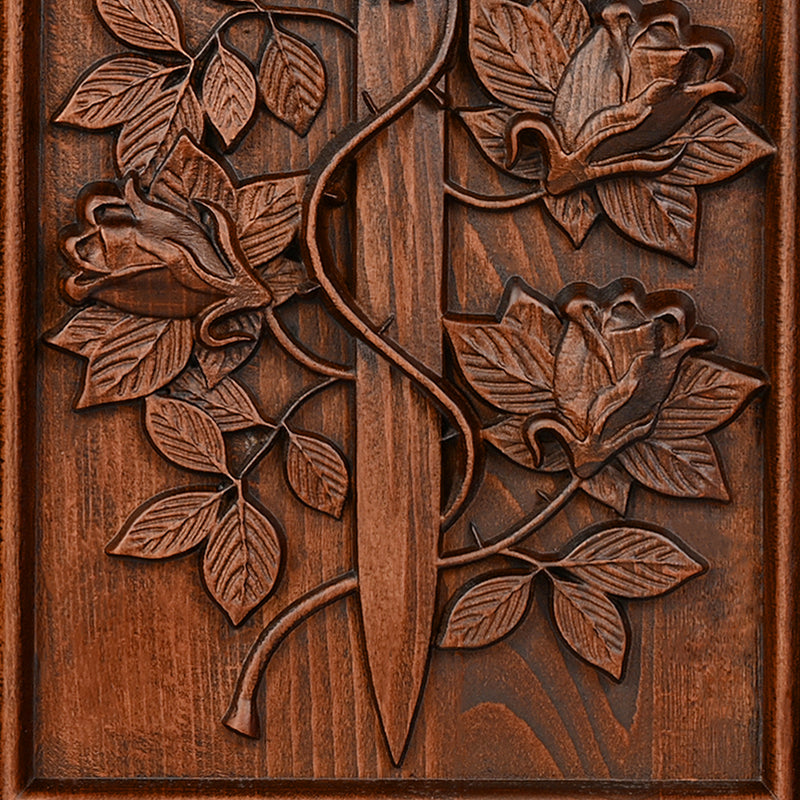 Rose and Sword Wooden Wall Decoration