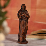 Jesus Goat Wooden Round Carved Tabletop Ornament