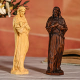 Jesus Goat Wooden Round Carved Tabletop Ornament