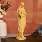 Jesus Goat Wooden Round Carved Tabletop Ornament