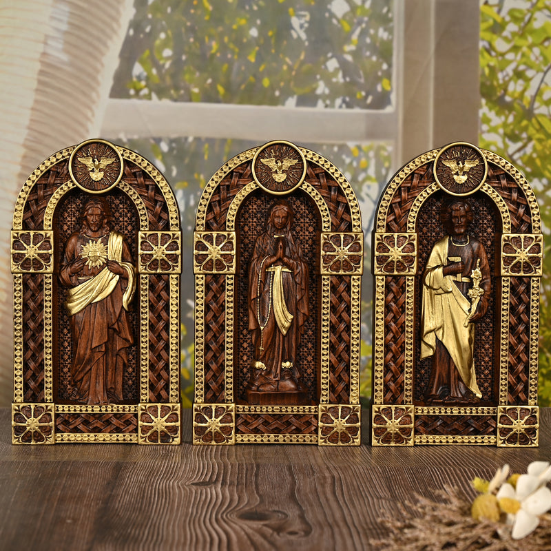 Our Lady of Lourdes Arch Wooden Tabletop Arrangement