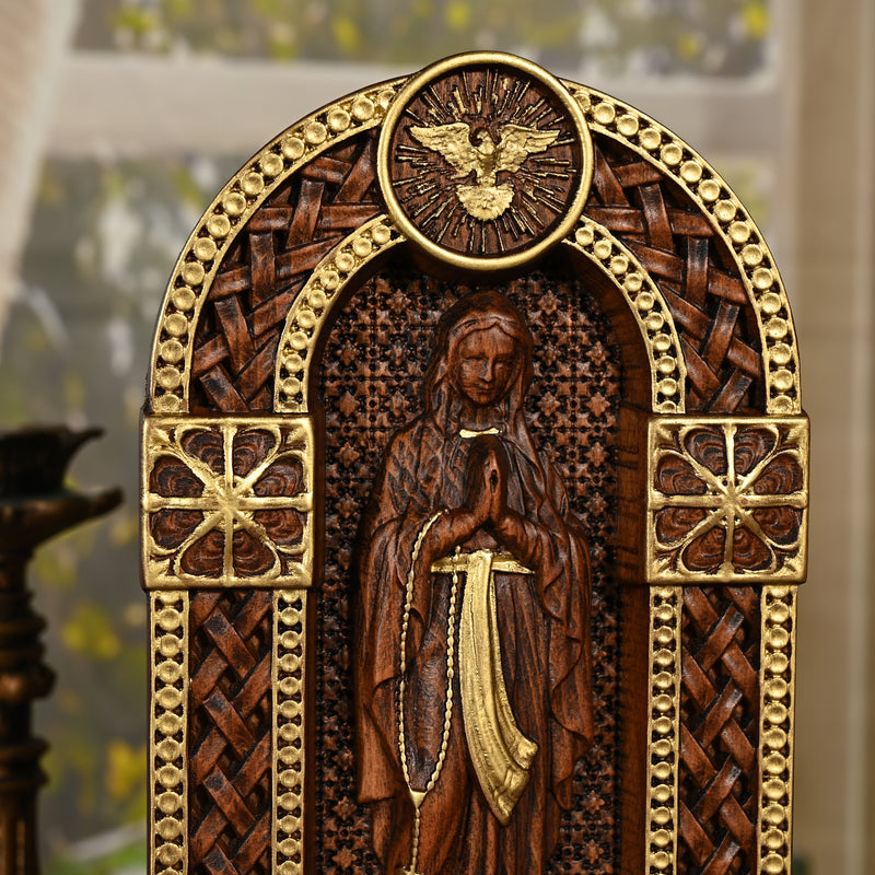 Our Lady of Lourdes Arch Wooden Tabletop Arrangement