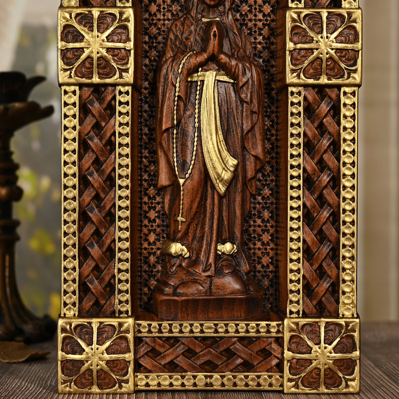 Our Lady of Lourdes Arch Wooden Tabletop Arrangement