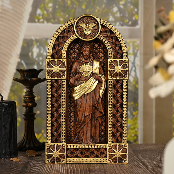 Sacred Heart of Jesus Arch Wooden Tabletop Arrangement