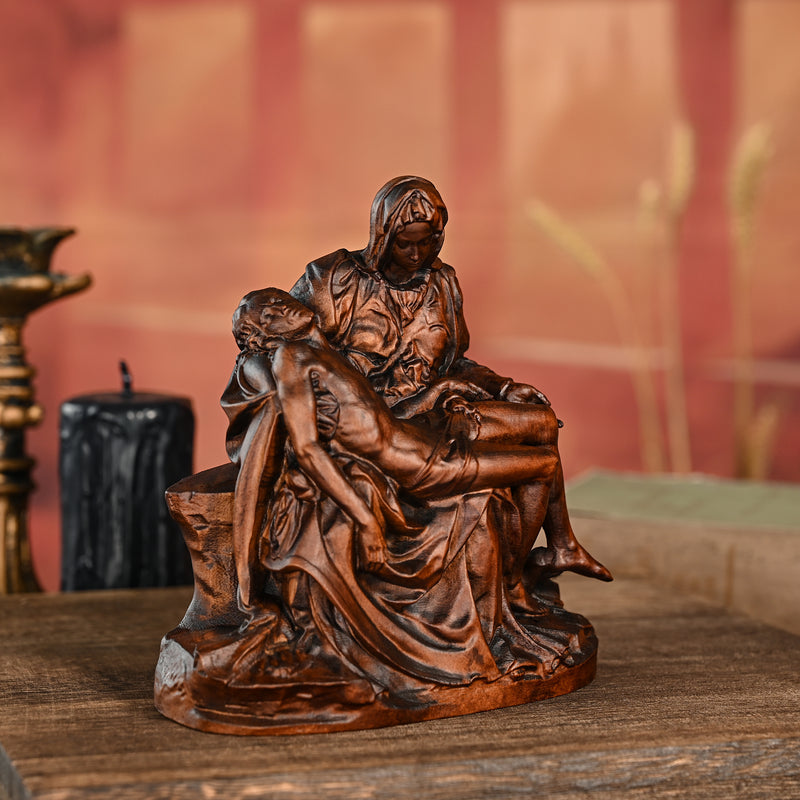 Michelangelo's Madonna and Child of Mercy Wooden Tabletop Arrangement