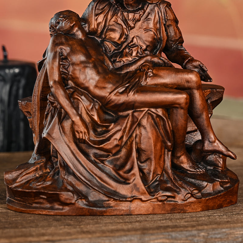 Michelangelo's Madonna and Child of Mercy Wooden Tabletop Arrangement