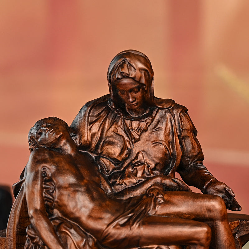 Michelangelo's Madonna and Child of Mercy Wooden Tabletop Arrangement