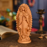 Guadalupe Beech Wood Round Sculpture Desktop Ornament: A Perfect Fusion of Faith and Art