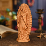 Guadalupe Beech Wood Round Sculpture Desktop Ornament: A Perfect Fusion of Faith and Art