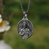 St. Jude Jesus Head Stamped S925K Silver Necklace