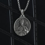 St. Jude Jesus Head Stamped S925K Silver Necklace