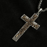 S925K Silver Rose Cross Necklace