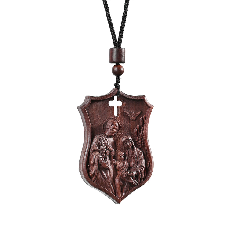 Holy Family Wood Carving Pendant(The Feast of the Holy Family)