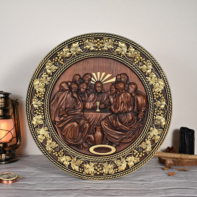 The Last Supper Round Wooden Sculpture