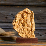 Southern European Boxwood Holy Family Blessing Ornament - Engraved with Your Surname