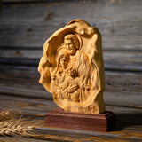 Southern European Boxwood Holy Family Blessing Ornament - Engraved with Your Surname