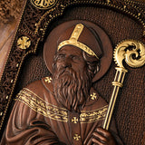 Bgcopper Saint Patrick Wood Carved Icon Religious Gift Wall Hanging Art Work