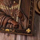 Bgcopper Saint Patrick Wood Carved Icon Religious Gift Wall Hanging Art Work