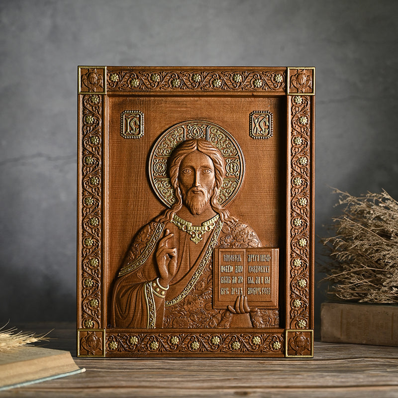 Jesus Christ Pantocrator Wood Carving