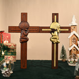 Praying Boy/Girl Cross Wooden Sculpture